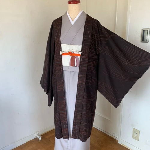 新品 正絹 単衣 女物 長羽織 焦げ茶 着物 haori しば田（お休み） 通販 
