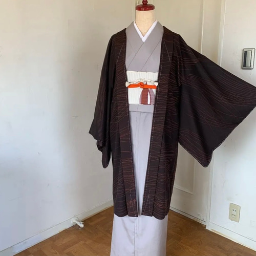 新品 正絹 単衣 女物 長羽織 焦げ茶 着物 haori しば田（お休み） 通販 