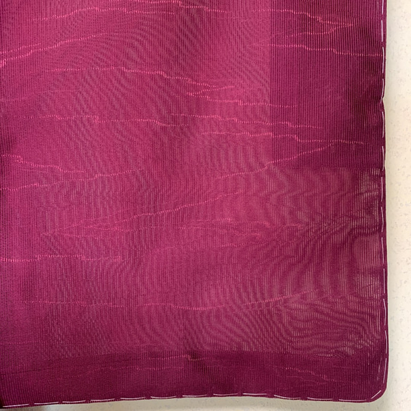 新品 正絹 単衣 女物 長羽織 赤紫色 絽紗 6枚目の画像