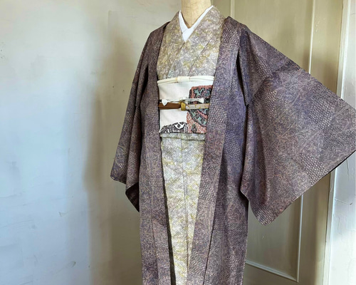 18/d未使用・創作の単衣長羽織・裄71㎝・着丈110cm・『福良