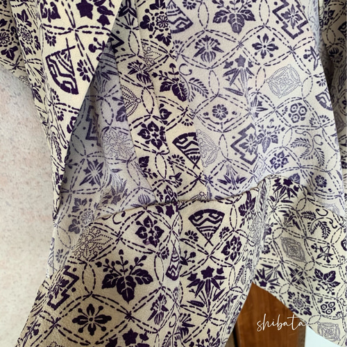 新品 正絹 単衣 女物 道行コート 薄黄に紫 着物 haori しば田（お休み 