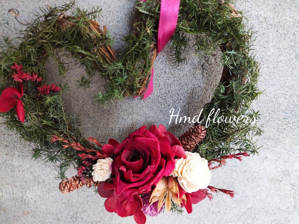 【HMD.Flowers】乾燥花 濃情玫瑰 心型花圈 掛飾 居家裝飾 情人節 第3張的照片