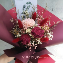 【HMD.Flowers】『熱情如火』 乾燥花束 傳情卡片 第1張的照片