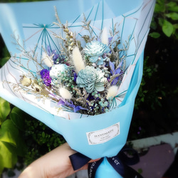 【HMD.Flowers】《藍色雅氣》乾燥花束 情人節 紀念日 第2張的照片