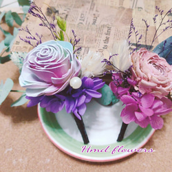 【HMD.Flowers】《桃喜》婚禮乾燥胸花組 木玫瑰別針 第4張的照片
