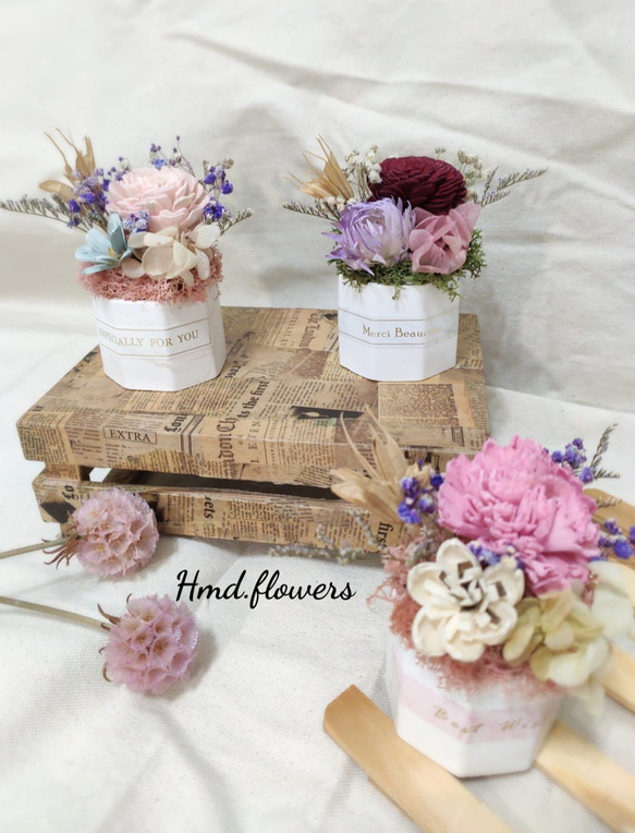 【HMD.Flowers】擴香玫瑰盆花 乾燥花 婚禮小物 居家裝飾 精選 第6張的照片