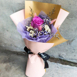 【HMD.Flowers】『浪漫愛情』 乾燥花束 情人節 禮物 粉紫玫瑰 第2張的照片