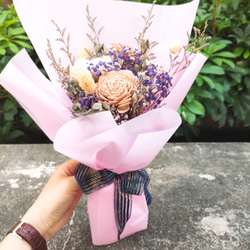 【HMD.Flowers】畢業季花束 乾燥花 禮物 棉花 粉色 第1張的照片