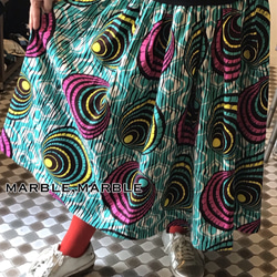 アフリカンスカート　アフリカ布　アフリカンファブリック　アフリカ生地　ふんわりスカート　ギャザースカート　大人スカート　 2枚目の画像