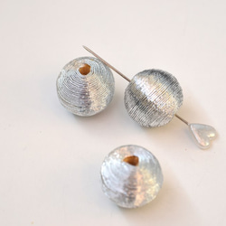 ◆全品送料無料◆metalic cord ball beads　シルバーカラー コードボール ビーズ 1枚目の画像