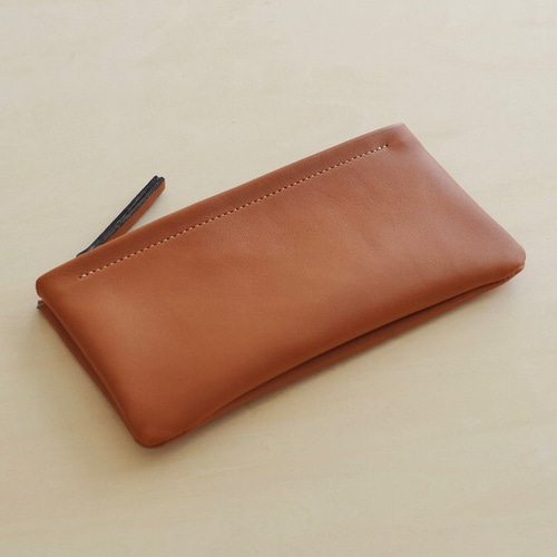 高級革>フランスのラムレザー使用シンプル長財布（ブラウン） 長