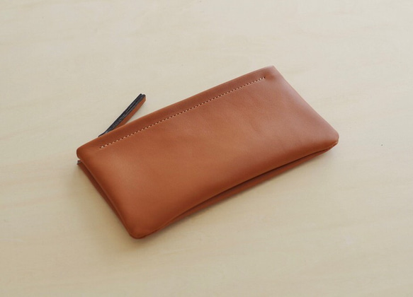 高級革>フランスのラムレザー使用シンプル長財布（ブラウン） 長