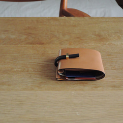 <高級革>イタリアレザー使用の薄いミニ財布！キャメル色 5枚目の画像