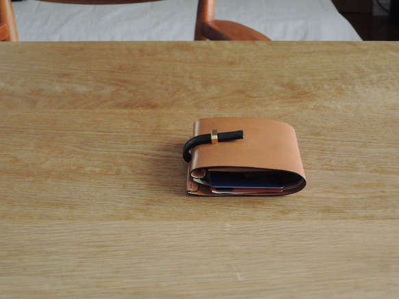 <高級革>イタリアレザー使用の薄いミニ財布！キャメル色 5枚目の画像