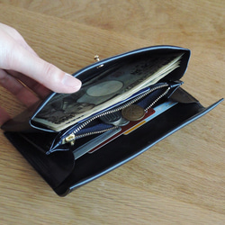 <高級革>イタリアレザー使用の薄い長財布！ブラック色 2枚目の画像