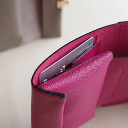 <高級革>フランスレザー使用コンパクト財布（ピンク） 7枚目の画像