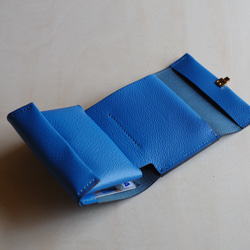 <高級革>フランスレザー使用コンパクト財布(ライトブルー) 4枚目の画像