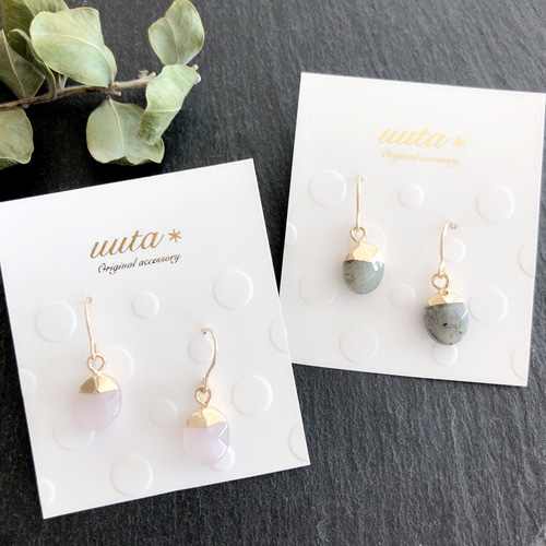 14kgf＊ローズクォーツのピアス・イヤリング/天然石 桜色 さくら