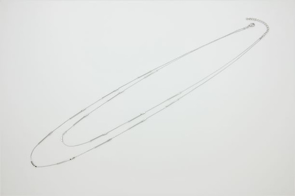 メタルパイプステーション２連ネックレス　シルバー 2枚目の画像