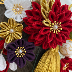 つまみ細工　髪飾り【晴】×赤卒業式　卒業式髪飾り　袴　水引き　成人式用髪飾り　和装　結婚式　ヘアアクセ　色打掛 成人式 3枚目の画像