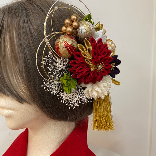 つまみ細工【晴】ハーフ 卒業式 卒業式髪飾り 袴 水引き 成人式用髪