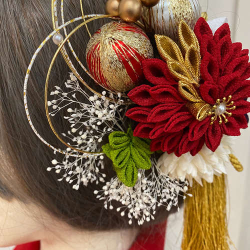 つまみ細工【晴】ハーフ 卒業式 卒業式髪飾り 袴 水引き 成人式用髪