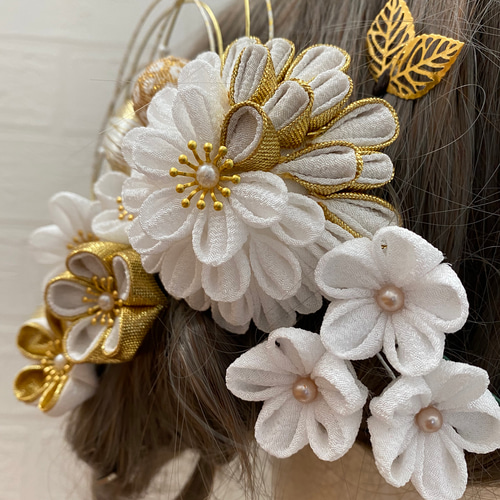 つまみ細工 髪飾り【紬】卒業式 卒業式髪飾り 袴 水引き 成人式用髪