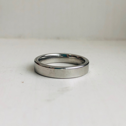 刻印可能】ステンレス製4mm幅平打ちシルバーリング 指輪・リング