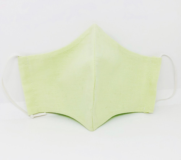 【SALE】ポケット付き ふんわり春マスク スプリンググリーンの薄手コットン メロンシャーベット淡いライム系の緑色 2枚目の画像