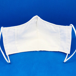 【SALE】ポケット付き 立体コットン春マスク 軽やか真っ白ホワイト ビジネス向けにも 同色シャドーチェック織り 4枚目の画像