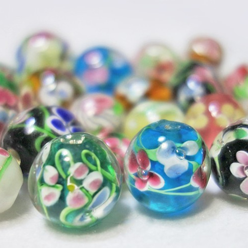 ガラス製 とんぼ玉ビーズ 27個ミックス 花柄 ビーズ Sedna 通販