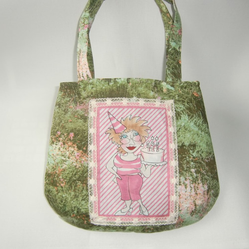 丸型トートバッグ ロラライハリス（ローラライハリス）レディー柄B  