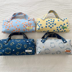 シマエナガ刺繍の横長バッグ　バッグインバッグ　メイク・コスメポーチ　BOXポーチ　刺繍　バッグ 7枚目の画像