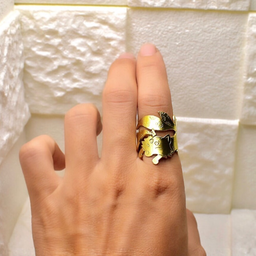受注制作＊九尾の狐のコンちゃんリング 指輪・リング 真鍮工房Rama