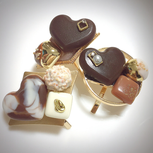 ハンドメイド ♡ ハートチョコのポニーフック