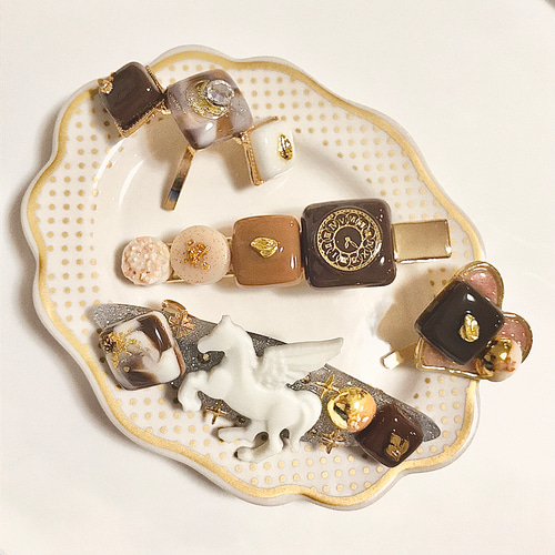 ハンドメイド ♡ ハートチョコのポニーフック