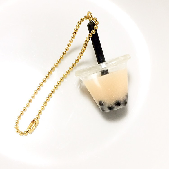 honuu 正規品Stringting 目玉焼きストラップ♡セレブ愛用 タピオカミルクティーのミニチュアチャーム☆(テイクアウトドリンク