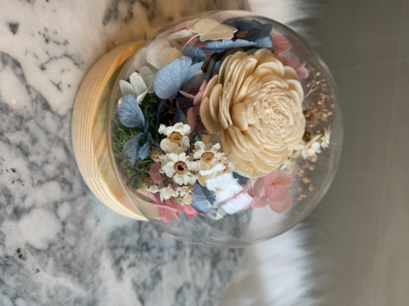 【リトルフォレストフラワー職人】美しい未来の永遠の花ドライフラワーガラスカバーガラスカップバレンタインデー交換ギフト 4枚目の画像