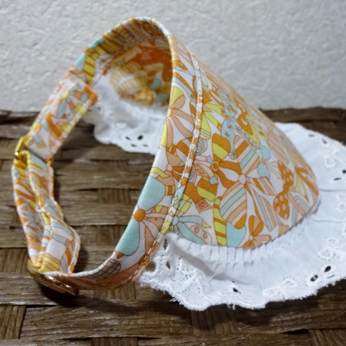 【送料無料】ふりふりつけ襟スタイ&ヘアバンド(リバティ生地) 送料無料】ふりふりつけ襟スタイ&ヘアバンド(リバティ生地)