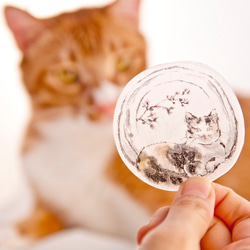 水墨貓咪和紙貼紙 - 窗邊的貓 第3張的照片