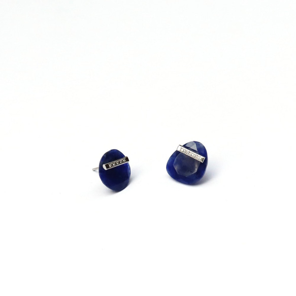 1点もの！ソーダライトピアス~connect stainless pierced earrings sodalite~ 1枚目の画像