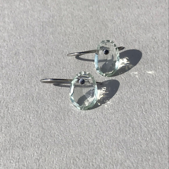 グリーンアメシスト×ステンレスピアス~drop green amethyst pierces~ 4枚目の画像