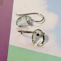 グリーンアメシスト×ステンレスピアス~drop green amethyst pierces~ 1枚目の画像