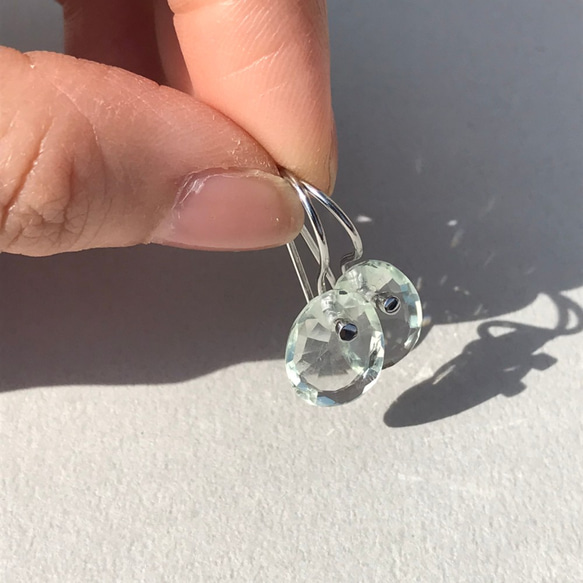 グリーンアメシスト×ステンレスピアス~drop green amethyst pierces~ 3枚目の画像