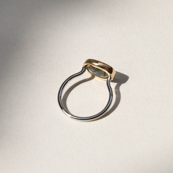 グリーンルチルクォーツリング~float stainless×K18 quartz ring~ 3枚目の画像