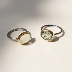 グリーンルチルクォーツリング~float stainless×K18 quartz ring~ 6枚目の画像