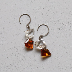 ステンレスカラーストーンピアス~color pierce crystal quartz＆citrine~ 3枚目の画像