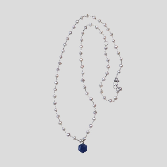 ブルーサファイア＆バロックパールネックレス~plus blue sapphire & pearl necklace~ 1枚目の画像