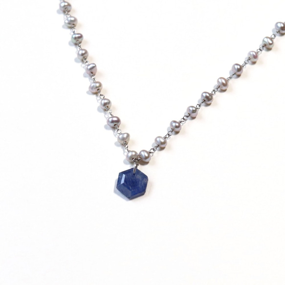 ブルーサファイア＆バロックパールネックレス~plus blue sapphire & pearl necklace~ 2枚目の画像