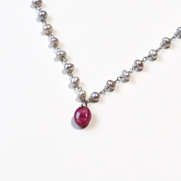 ピンクトルマリン＆バロックパールネックレス~plus pink tourmaline & pearl necklace~ 2枚目の画像